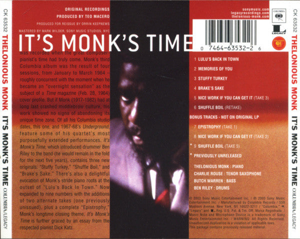Thelonious Monk : It's Monk's Time (CD, Album, RE)