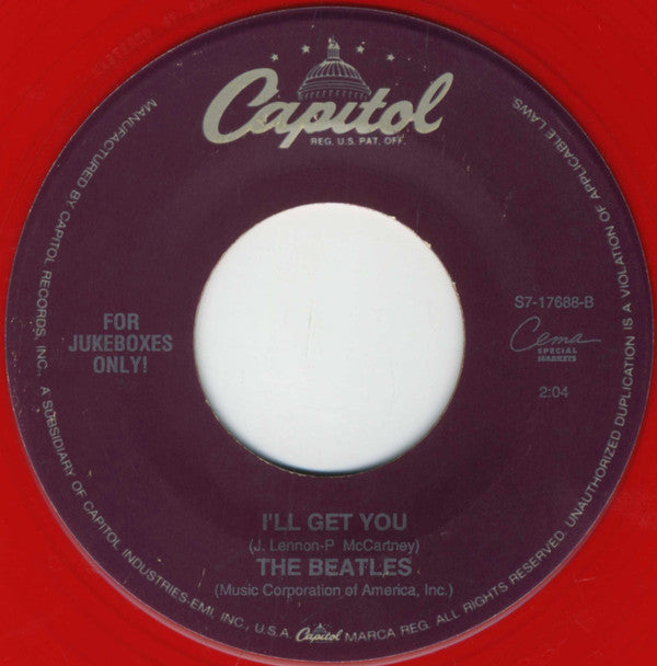 The Beatles : She Loves You (7", Single, Mono, Jukebox, RE, Red)