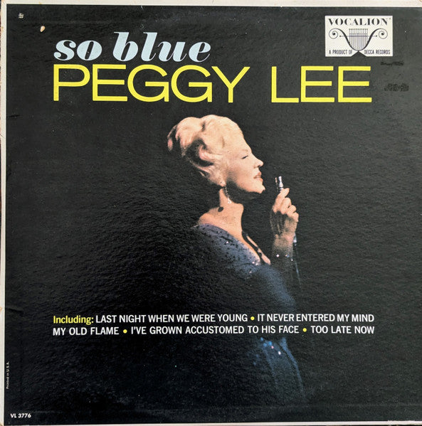Peggy Lee : So Blue (LP, Album, Mono, Pin)