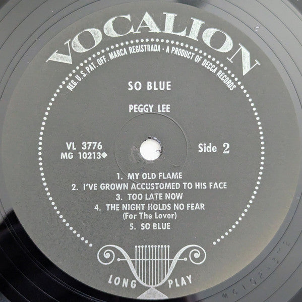 Peggy Lee : So Blue (LP, Album, Mono, Pin)
