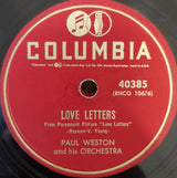 Paul Weston And His Orchestra : Tara's Theme / Love Letters (Shellac, 10")