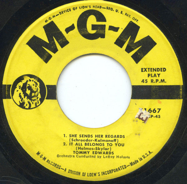 Tommy Edwards : She Sends Her Regards (7")