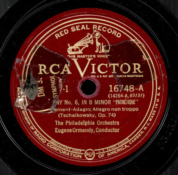 Pyotr Ilyich Tchaikovsky, Eugene Ormandy, The Philadelphia Orchestra : Symphony No. 6 In B Minor ("Pathétique") (5xShellac, 12", Album, RP, Ind)