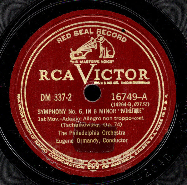 Pyotr Ilyich Tchaikovsky, Eugene Ormandy, The Philadelphia Orchestra : Symphony No. 6 In B Minor ("Pathétique") (5xShellac, 12", Album, RP, Ind)