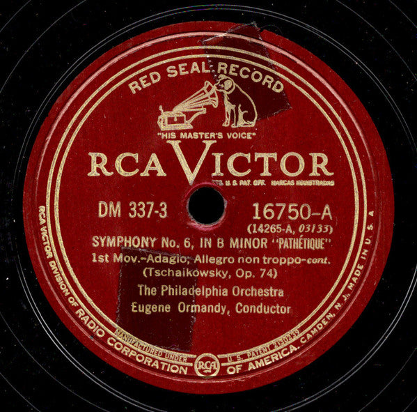 Pyotr Ilyich Tchaikovsky, Eugene Ormandy, The Philadelphia Orchestra : Symphony No. 6 In B Minor ("Pathétique") (5xShellac, 12", Album, RP, Ind)