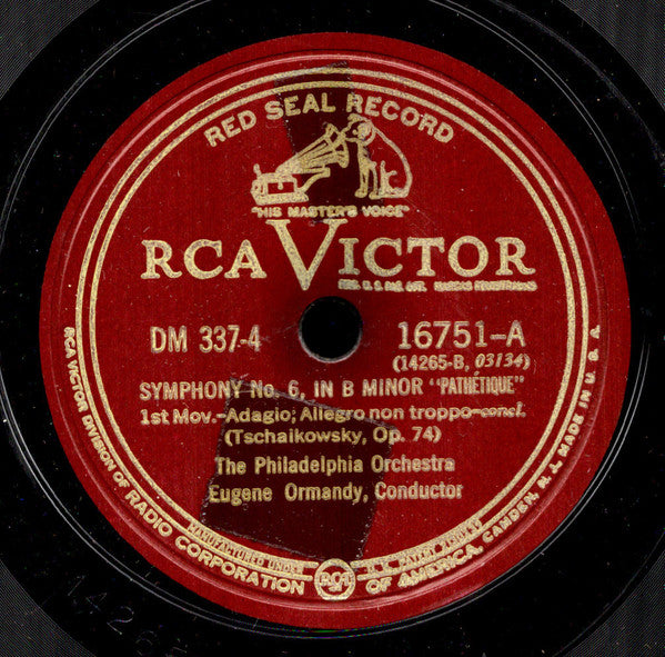 Pyotr Ilyich Tchaikovsky, Eugene Ormandy, The Philadelphia Orchestra : Symphony No. 6 In B Minor ("Pathétique") (5xShellac, 12", Album, RP, Ind)