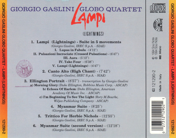 Giorgio Gaslini Globo Quartet : Lampi = Lightnings (CD, Album)