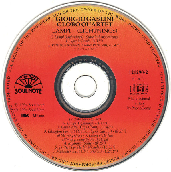 Giorgio Gaslini Globo Quartet : Lampi = Lightnings (CD, Album)