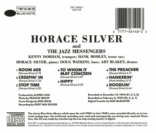 Horace Silver And Art Blakey & The Jazz Messengers : Horace Silver And The Jazz Messengers (CD, Comp, RE)
