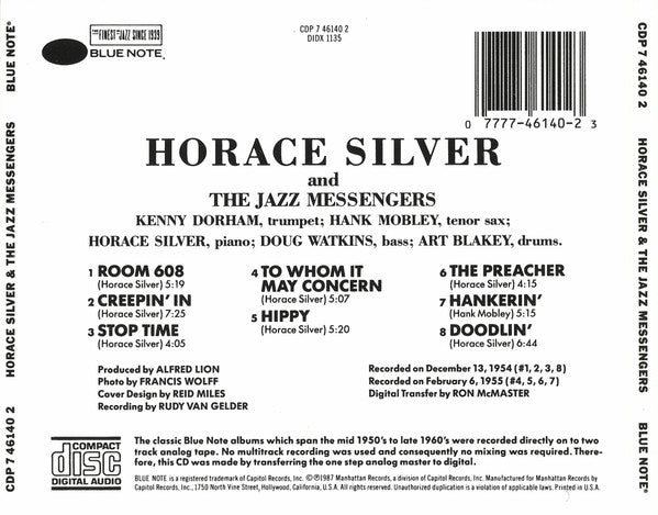 Horace Silver And Art Blakey & The Jazz Messengers : Horace Silver And The Jazz Messengers (CD, Comp, RE)