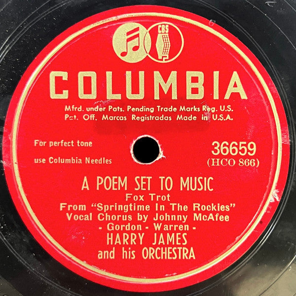 Harry James And His Orchestra : I Had The Craziest Dream / A Poem Set To Music (Shellac, 10", RP, Bri)