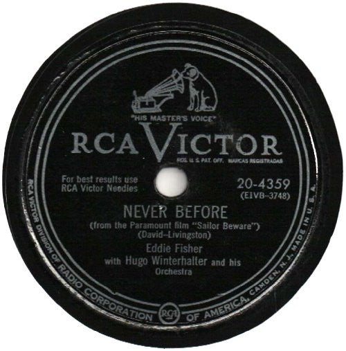 Eddie Fisher With Hugo Winterhalter Orchestra : Any Time / Never Before (Shellac, 10")