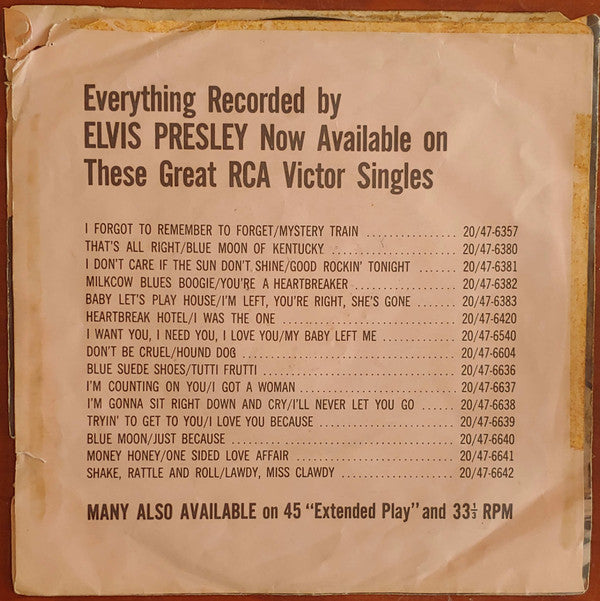 Elvis Presley : Love Me Tender / Anyway You Want Me (7", Single, Mono,  In)