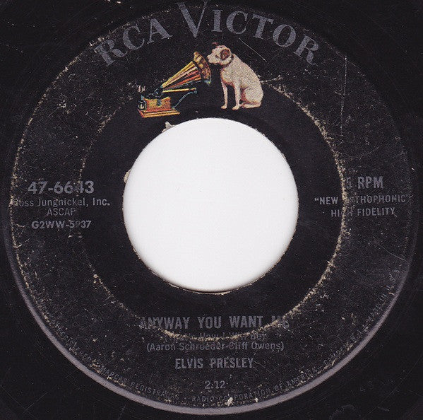 Elvis Presley : Love Me Tender / Anyway You Want Me (7", Single, Mono,  In)