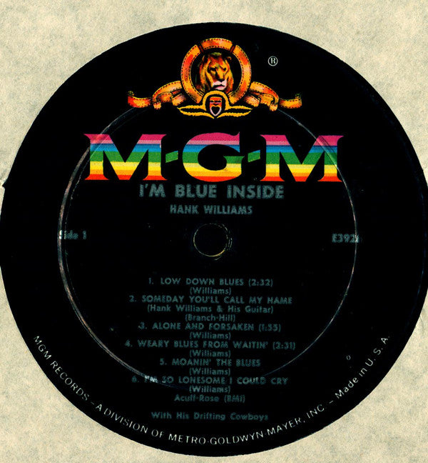 Hank Williams : I'm Blue Inside (LP, Comp, Mono)