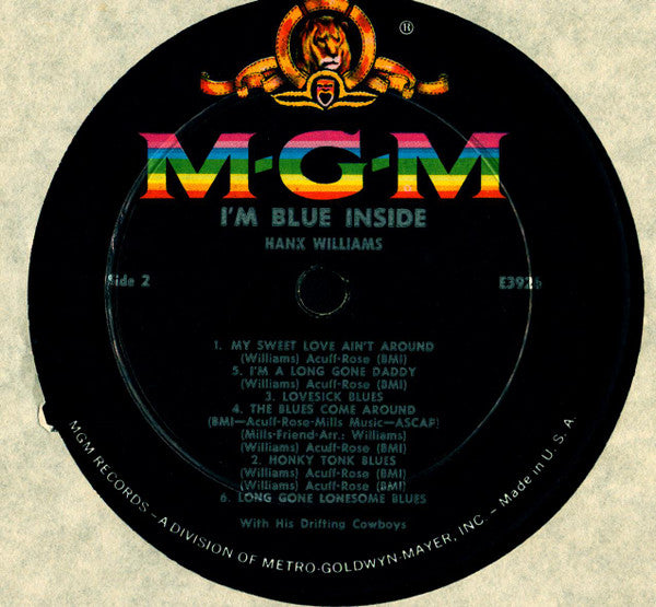 Hank Williams : I'm Blue Inside (LP, Comp, Mono)