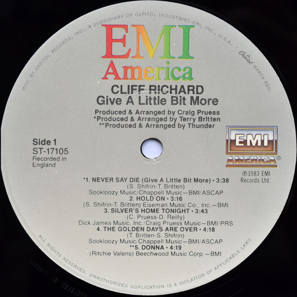 Cliff Richard : Give A Little Bit More (LP, Album)