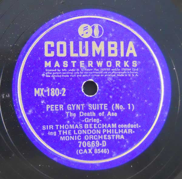 Grieg*, Sir Thomas Beecham Conducting The London Philharmonic Orchestra : Peer Gynt Suite No. 1 (2xShellac, 12", Album)