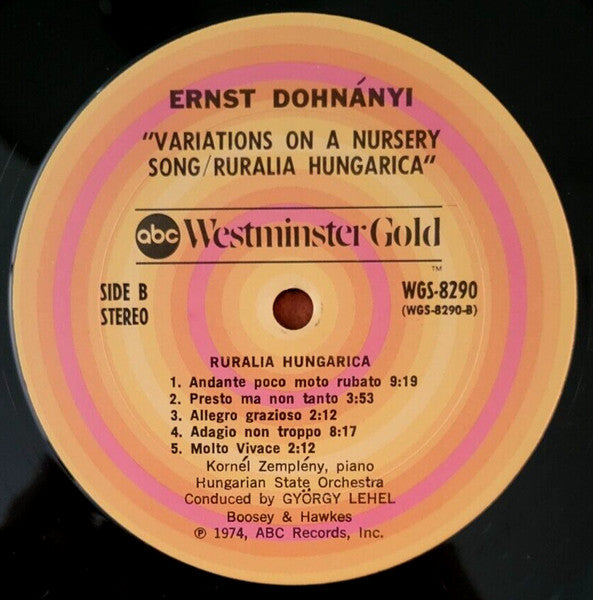 Ernst von Dohnányi, Kornél Zemplény, Hungarian State Symphony Orchestra, György Lehel : Variations On A Nursery Song / Ruralia Hungarica (LP, RE)