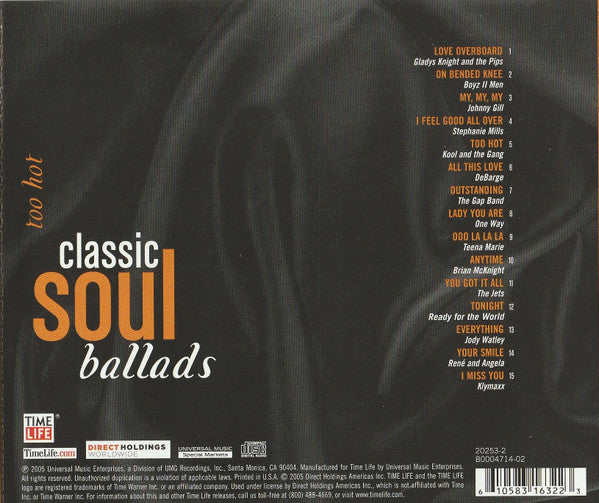 Various : Classic Soul Ballads: Too Hot (CD, Comp)