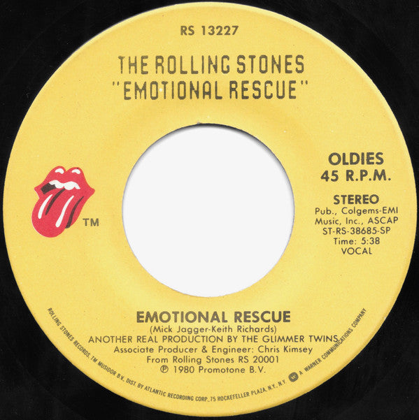 The Rolling Stones : Emotional Rescue / Down In The Hole (7", RE, SP)