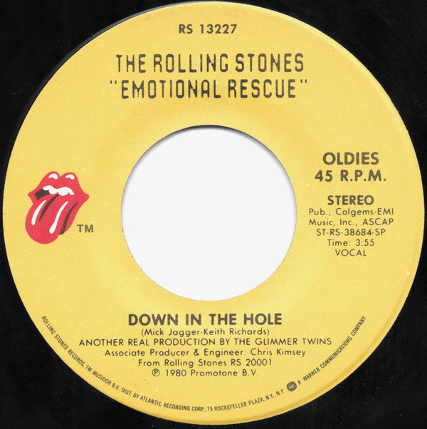 The Rolling Stones : Emotional Rescue / Down In The Hole (7", RE, SP)