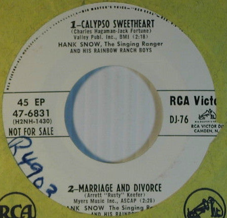 Hank Snow And His Rainbow Ranch Boys* / Janis Martin (2) : Untitled (7", EP, Promo)