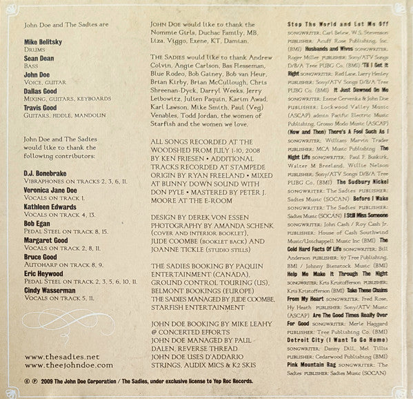 John Doe (2) and The Sadies : Country Club (CD, Album)