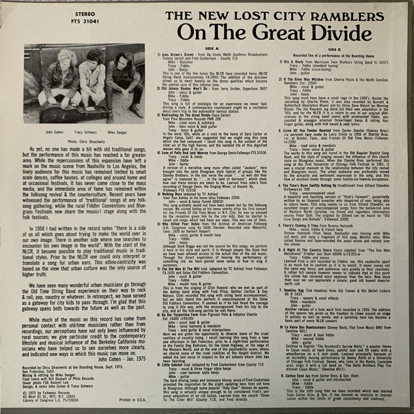 The New Lost City Ramblers : On The Great Divide (LP)