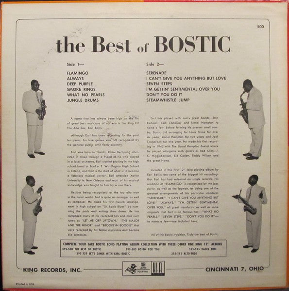 Earl Bostic : The Best Of Bostic (LP, Album, Comp)
