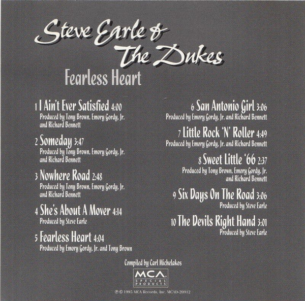 Steve Earle & The Dukes : Fearless Heart (CD, Comp)