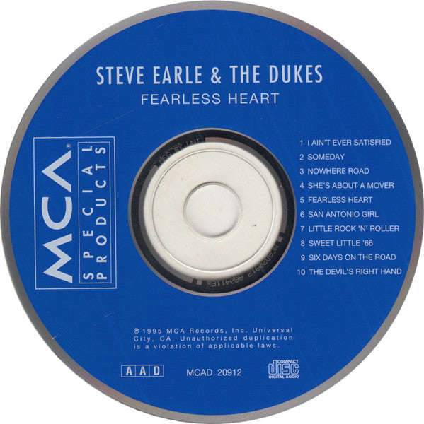 Steve Earle & The Dukes : Fearless Heart (CD, Comp)
