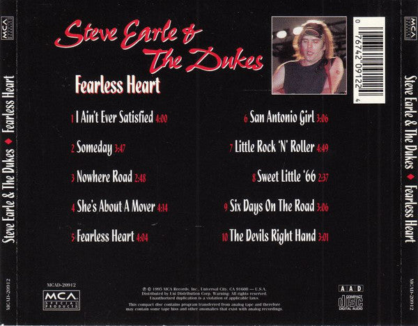 Steve Earle & The Dukes : Fearless Heart (CD, Comp)