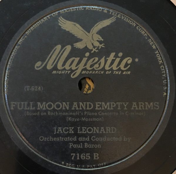Jack Leonard : Welcome To My Dream / Full Moon And Empty Arms (Shellac, 10")