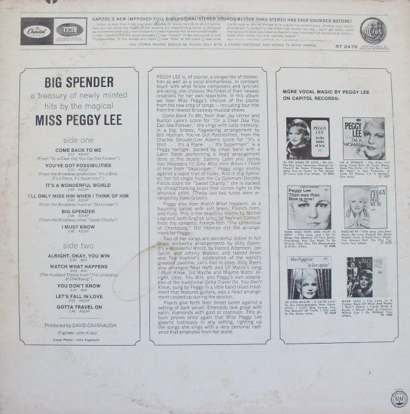 Peggy Lee : Big Spender (LP, Album)