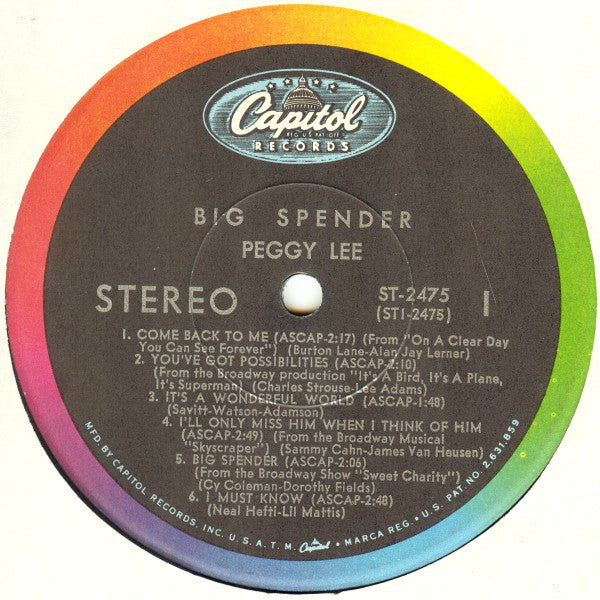 Peggy Lee : Big Spender (LP, Album)