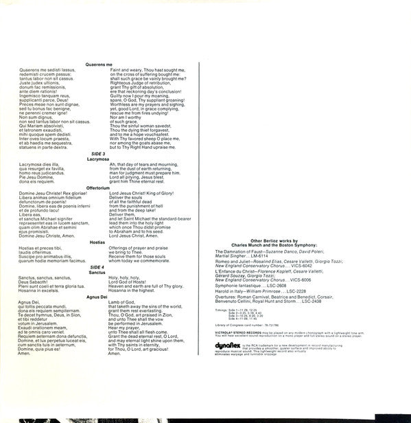 Hector Berlioz - Charles Munch, Boston Symphony Orchestra : Requiem (2xLP, RE)