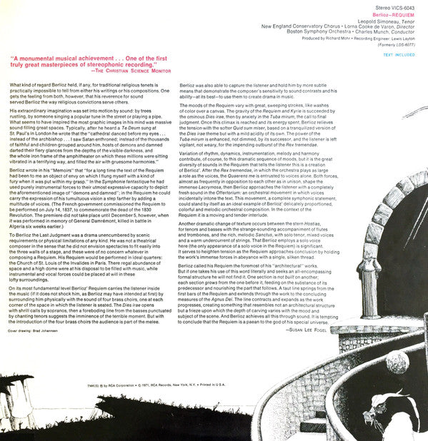 Hector Berlioz - Charles Munch, Boston Symphony Orchestra : Requiem (2xLP, RE)