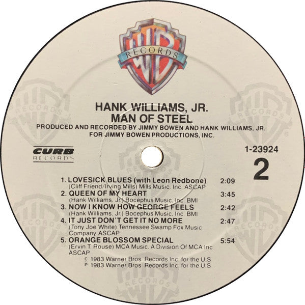 Hank Williams Jr. : Man Of Steel (LP, Album)