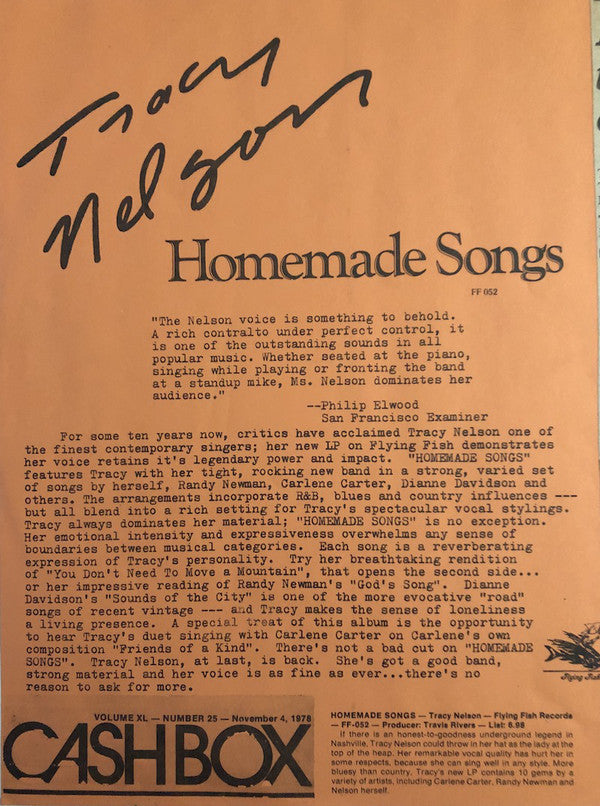 Tracy Nelson : Homemade Songs (LP, Album, All)