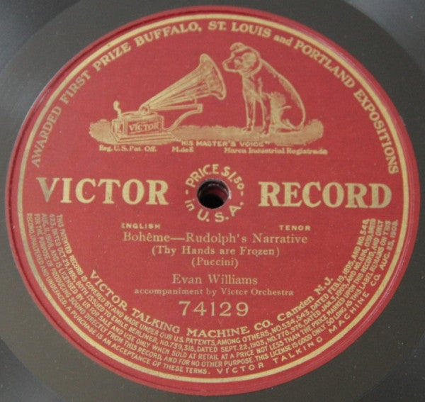 Evan Williams (3) : Bohême—Rudolph's Narrative (Thy Hands Are Frozen) (Shellac, 12", S/Sided)
