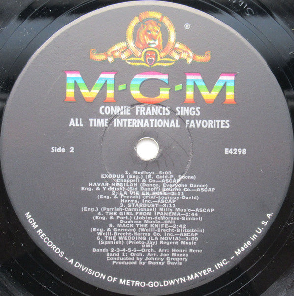 Connie Francis : Sings The All Time International Hits (LP, Album, Mono)
