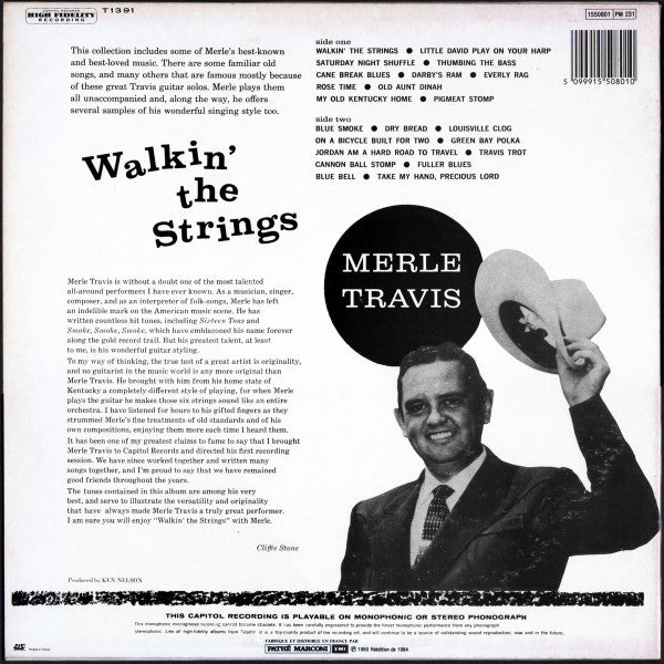 Merle Travis : Walkin' The Strings (LP, Album, Mono, RE)