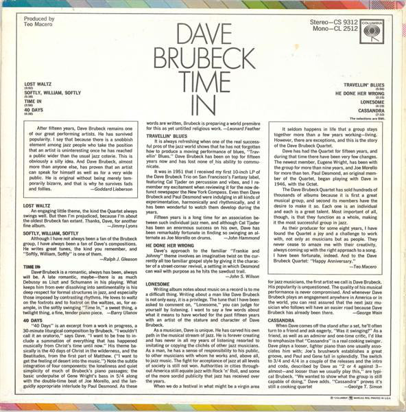 Dave Brubeck : Time In (LP, Album, RE)