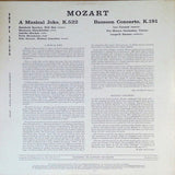 Wolfgang Amadeus Mozart / Vienna Pro Musica Orchestra / Leo Cermak : A Musical Joke  Bassoon Concerto (LP)