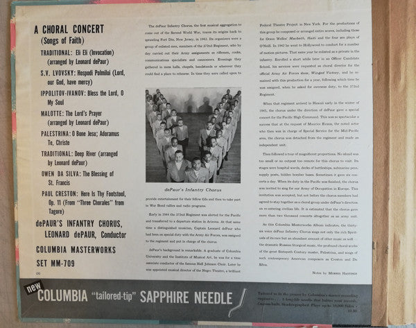 Leonard De Paur Conducting The De Paur Chorus : A Choral Concert (Songs Of Faith) (3xShellac, 12", Album)