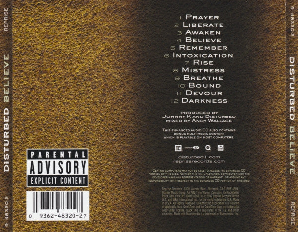 Disturbed : Believe (CD, Album, Enh)