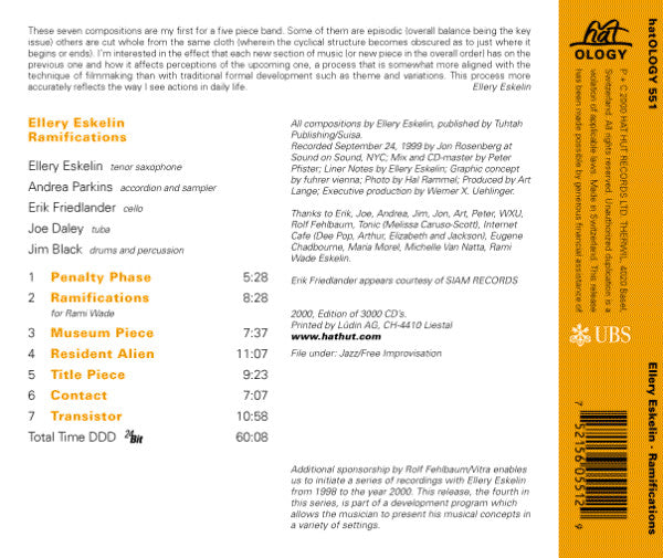Ellery Eskelin : Ramifications (CD, Album)