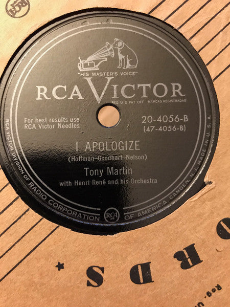 Tony Martin (3) : Would I Love You (Love You, Love You) / I Apologize (Shellac, 10")