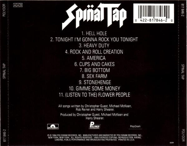 Spinal Tap : Spinal Tap (The Original Soundtrack Recording From The Motion Picture "This Is Spinal Tap") (CD, Album)